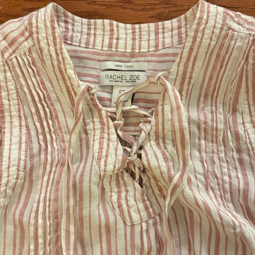100% linen sleeveless stripe blouse - Picture 6 of 6